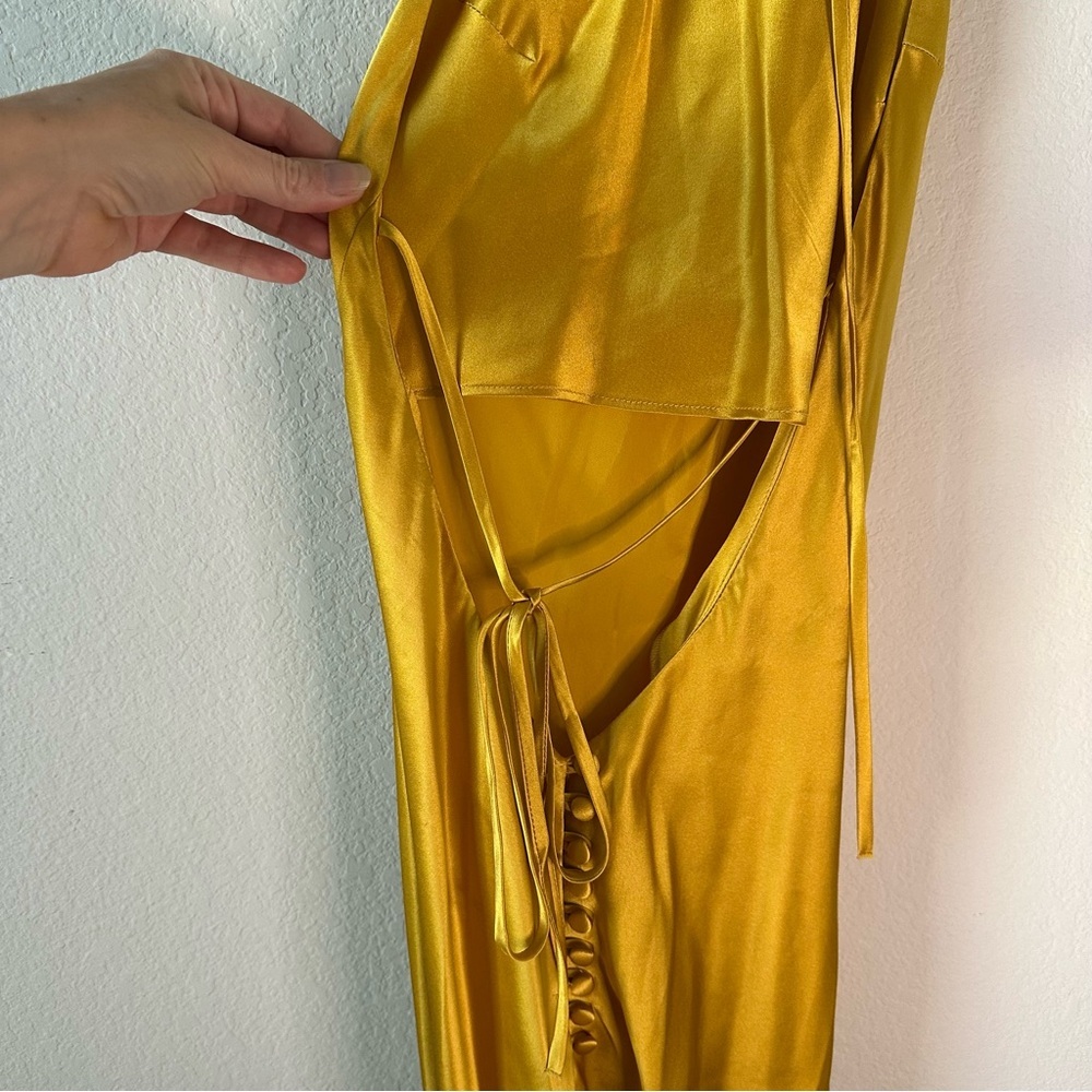 Reformation Jeany Silk Turmeric Gold Yellow Maxi Dress SZ XS - Picture 11 of 12
